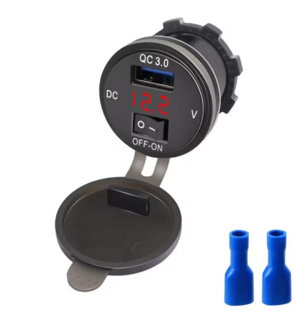 Switched Single USB QC 3.0 outlet with Voltmeter - Image 4